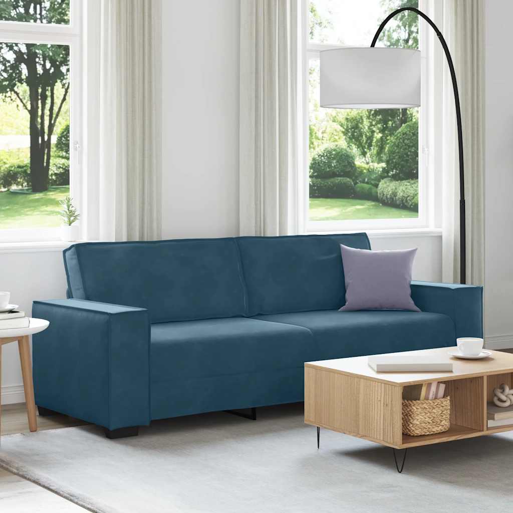 Driezitsbank 220x78x84 cm fluweel blauw