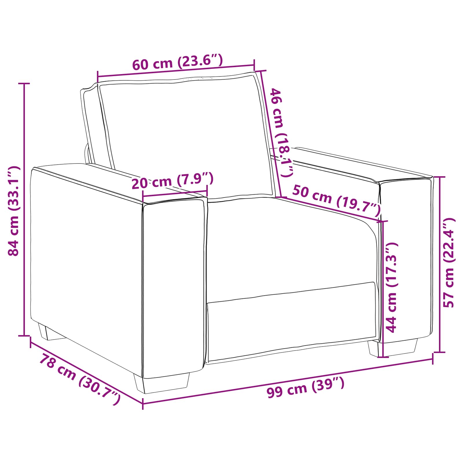 Sofa Stoel Wijnrood 100 cm Nep Leer – afbeelding 7
