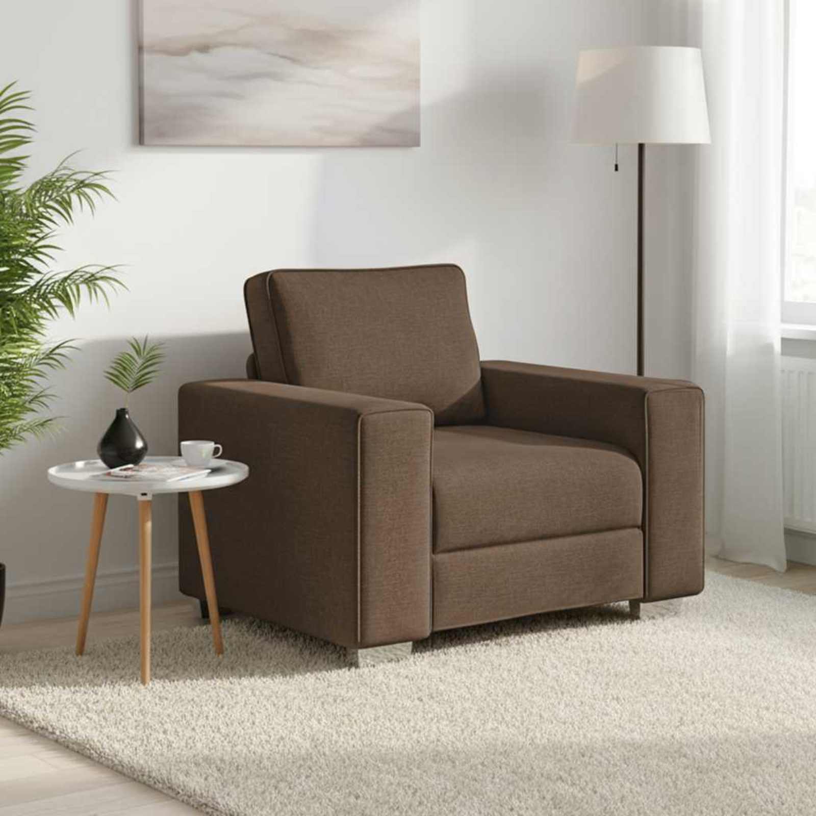 Sofa Stoel Bruin 100 cm Stof – afbeelding 1