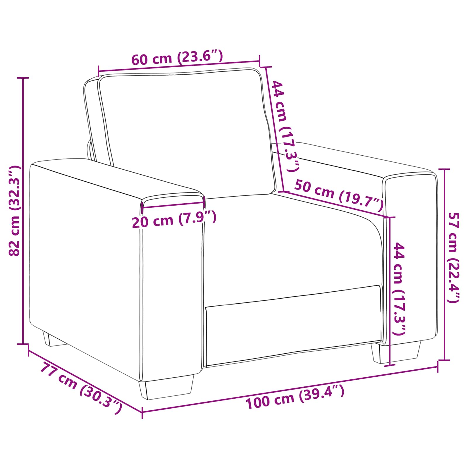 Sofa Stoel Bruin 100 cm Stof – afbeelding 8