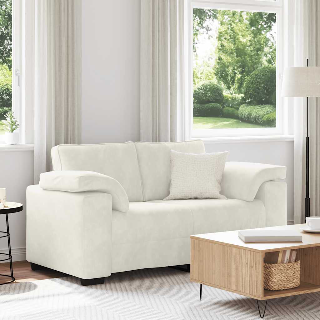 Loveseat Sofa Crème 160x77x82 cm Fluweel – afbeelding 1