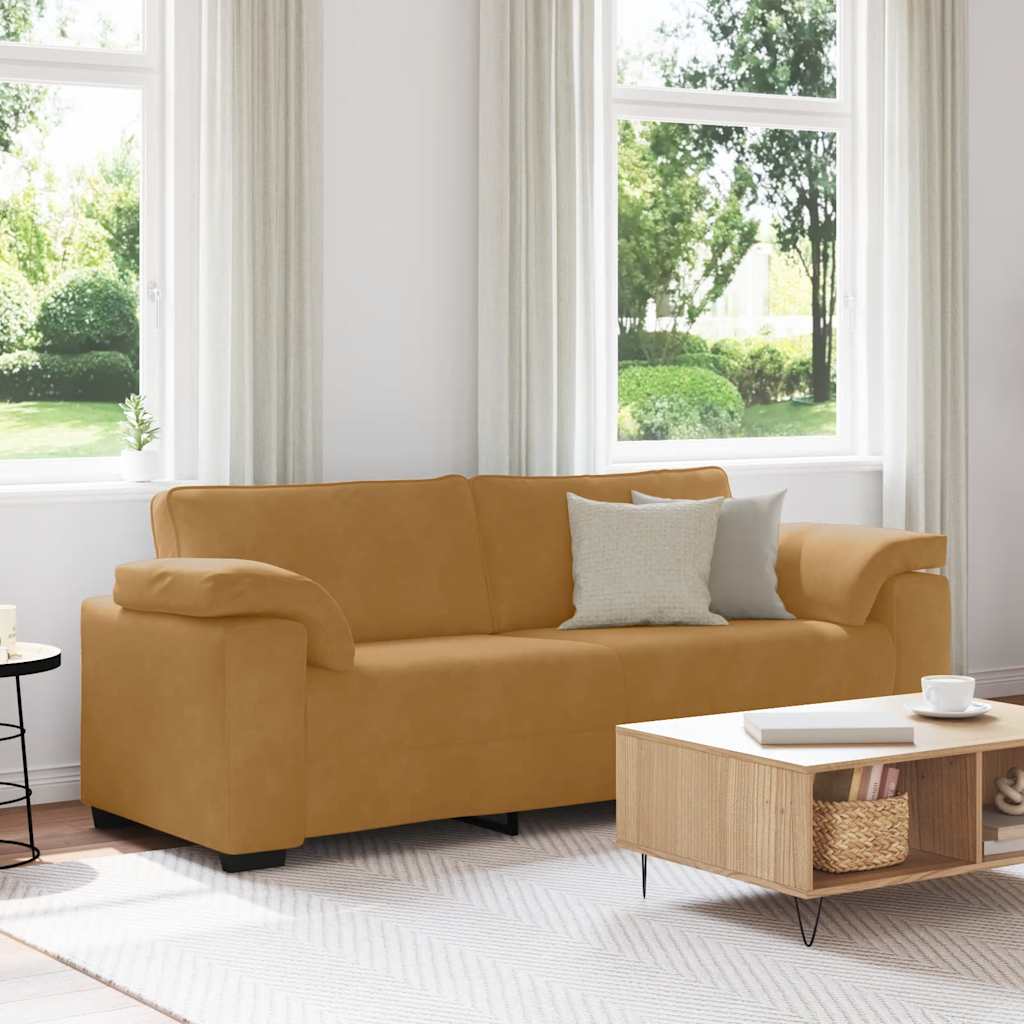 3-zitsbank bruin 220x77x82 cm fluweel – afbeelding 1
