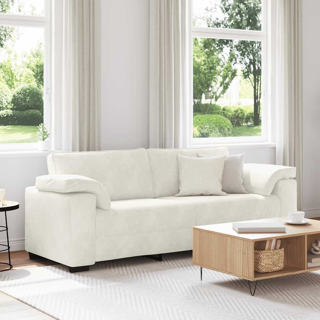 3-zitsbank crème 220x77x82 cm fluweel