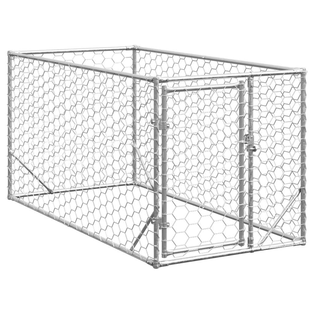 Hondenhok voor buiten met deur 2x1x1 m gegalvaniseerd staal