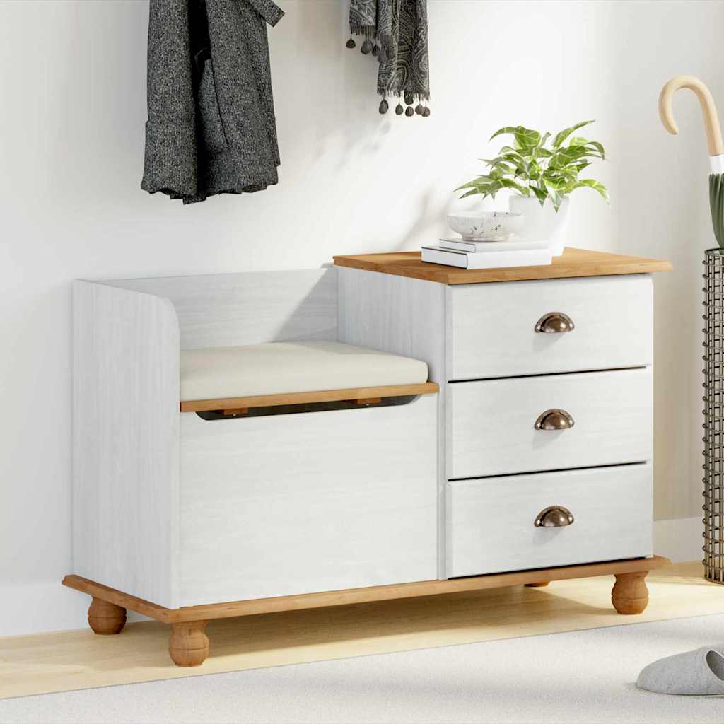 Opslagbank ASKIM Wit 100 x 39 x 62 cm Massief grenenhout