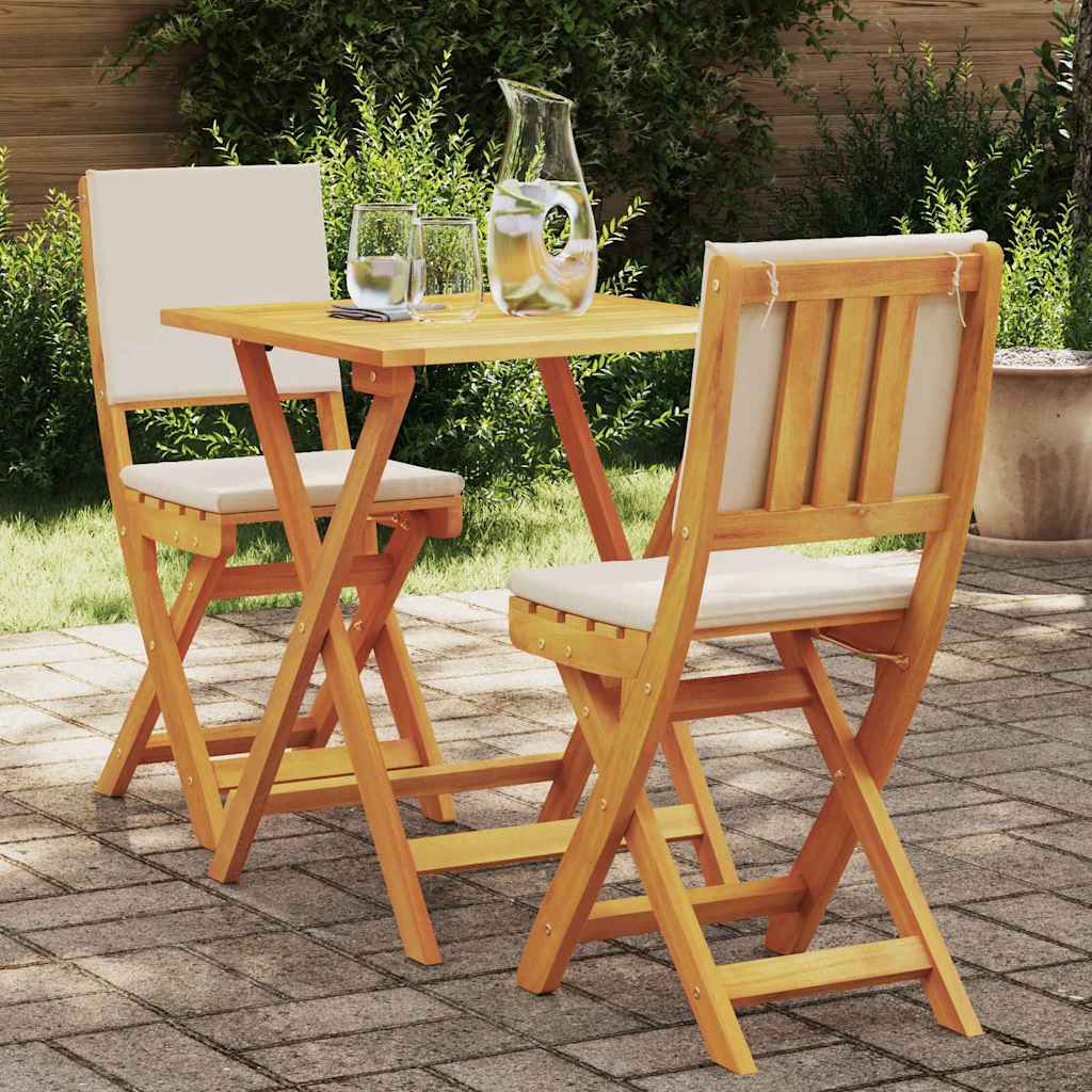 Bistroset met kussen 3 pcs Olie naturel Massief Acaciahout – afbeelding 1