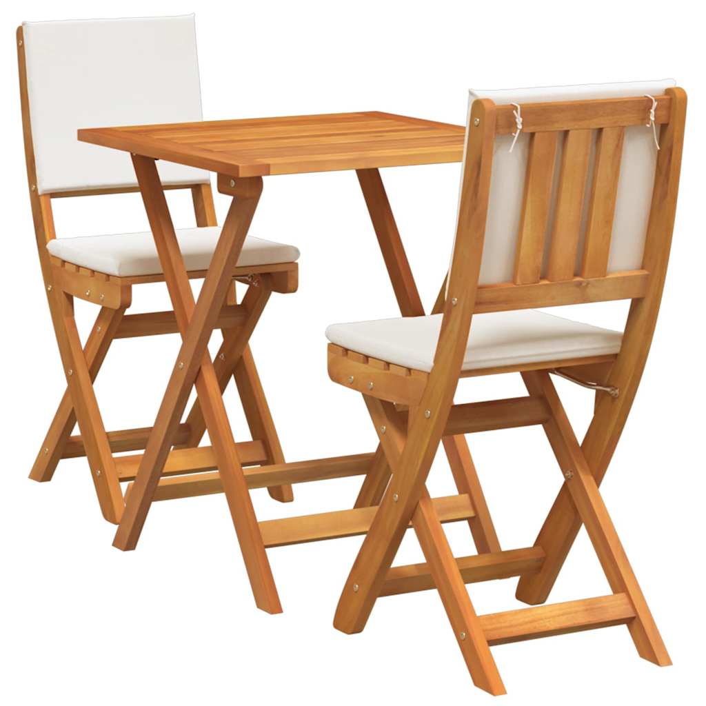 Bistroset met kussen 3 pcs Olie naturel Massief Acaciahout – afbeelding 2