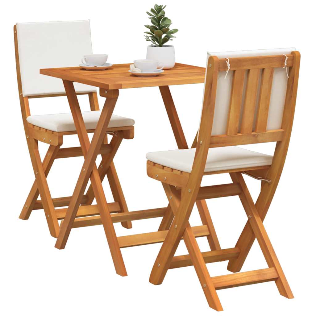 Bistroset met kussen 3 pcs Olie naturel Massief Acaciahout – afbeelding 3