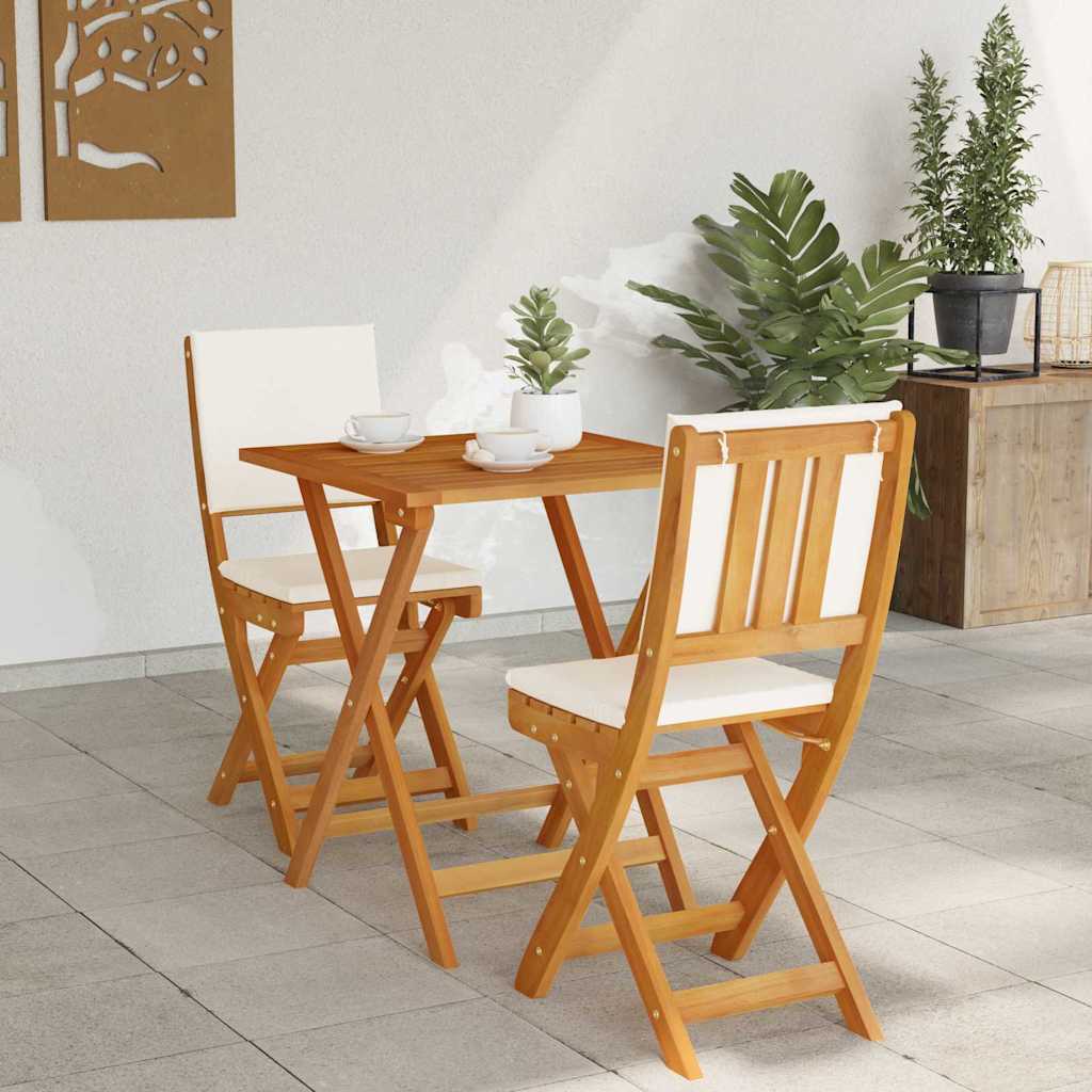 Bistroset met kussen 3 pcs Olie naturel Massief Acaciahout – afbeelding 4