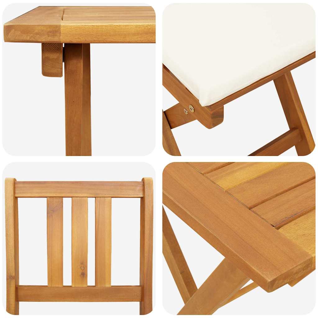 Bistroset met kussen 3 pcs Olie naturel Massief Acaciahout – afbeelding 9