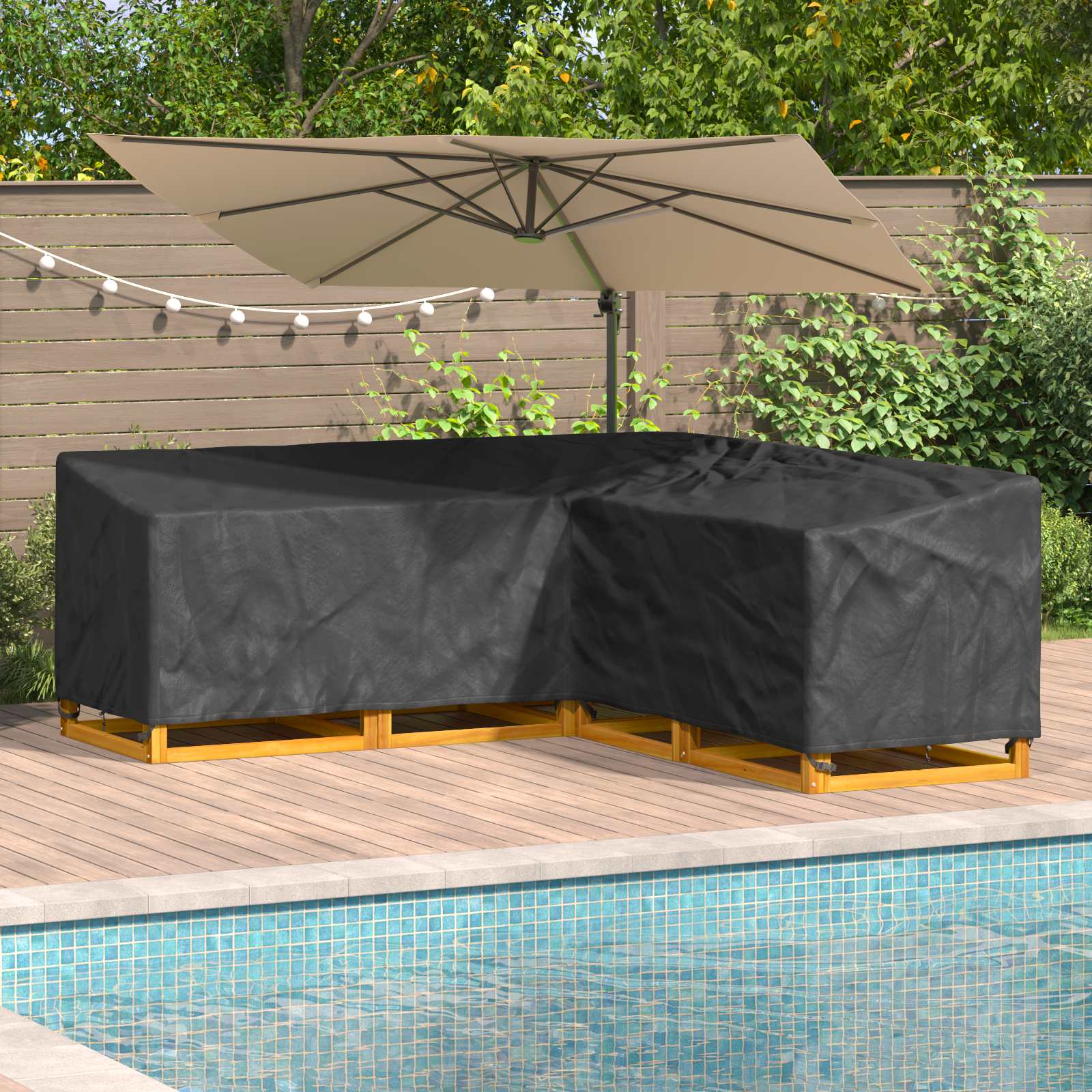 Meubelhoes Zwart 220 x 220 x 80 cm 420D Oxford Stof