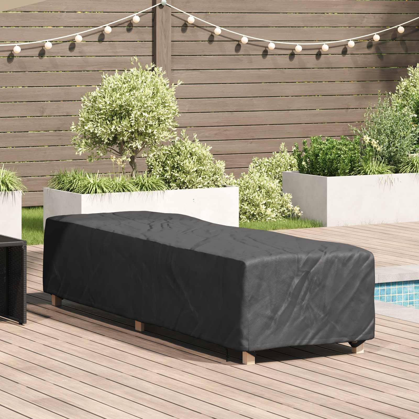 Lounger Hoes Effen Zwart 74 x 210 x 40 cm Stof