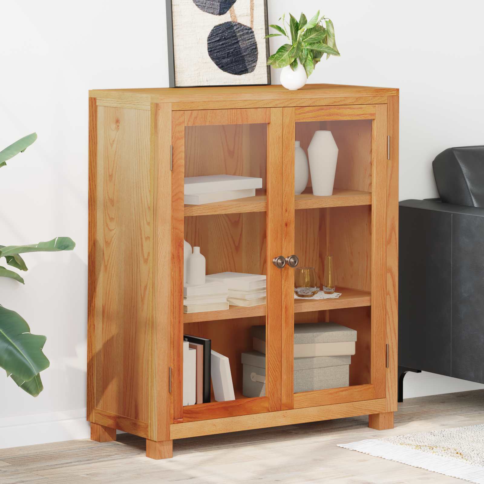 Kast met plank met opslag Bruin 80 x 35 x 95 cm Bewerkt hout – afbeelding 1