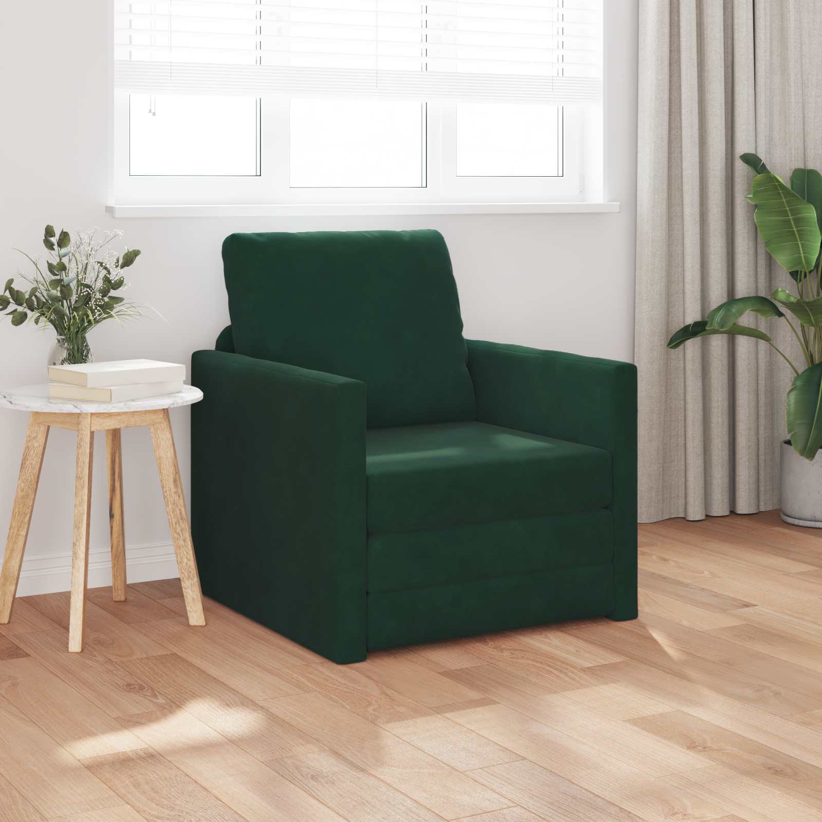 Slaapbank Donkergroen 74 x 77 x 81 cm Fluweel – afbeelding 1