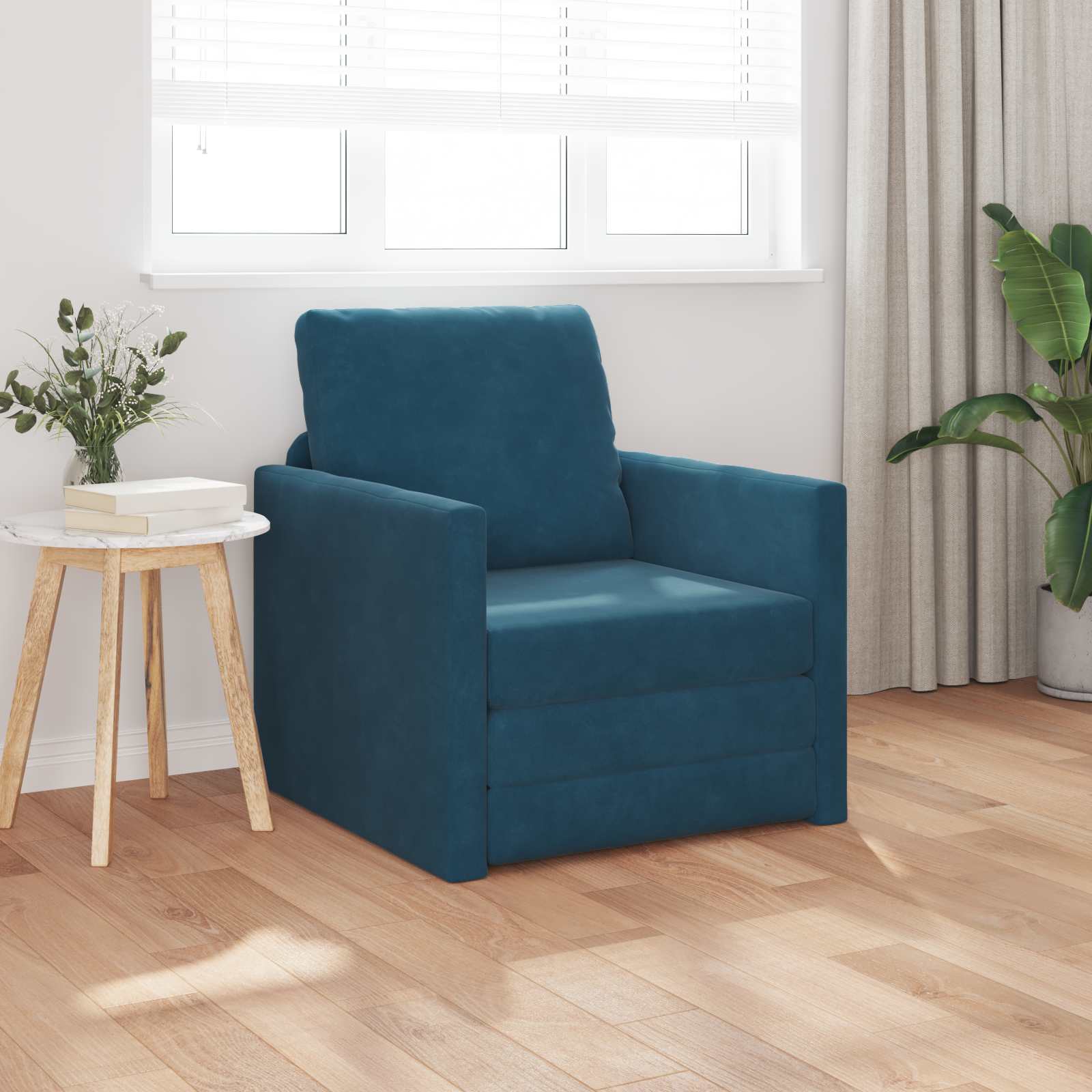 Slaapbank Blauw 74 x 77 x 81 cm Fluweel – afbeelding 1