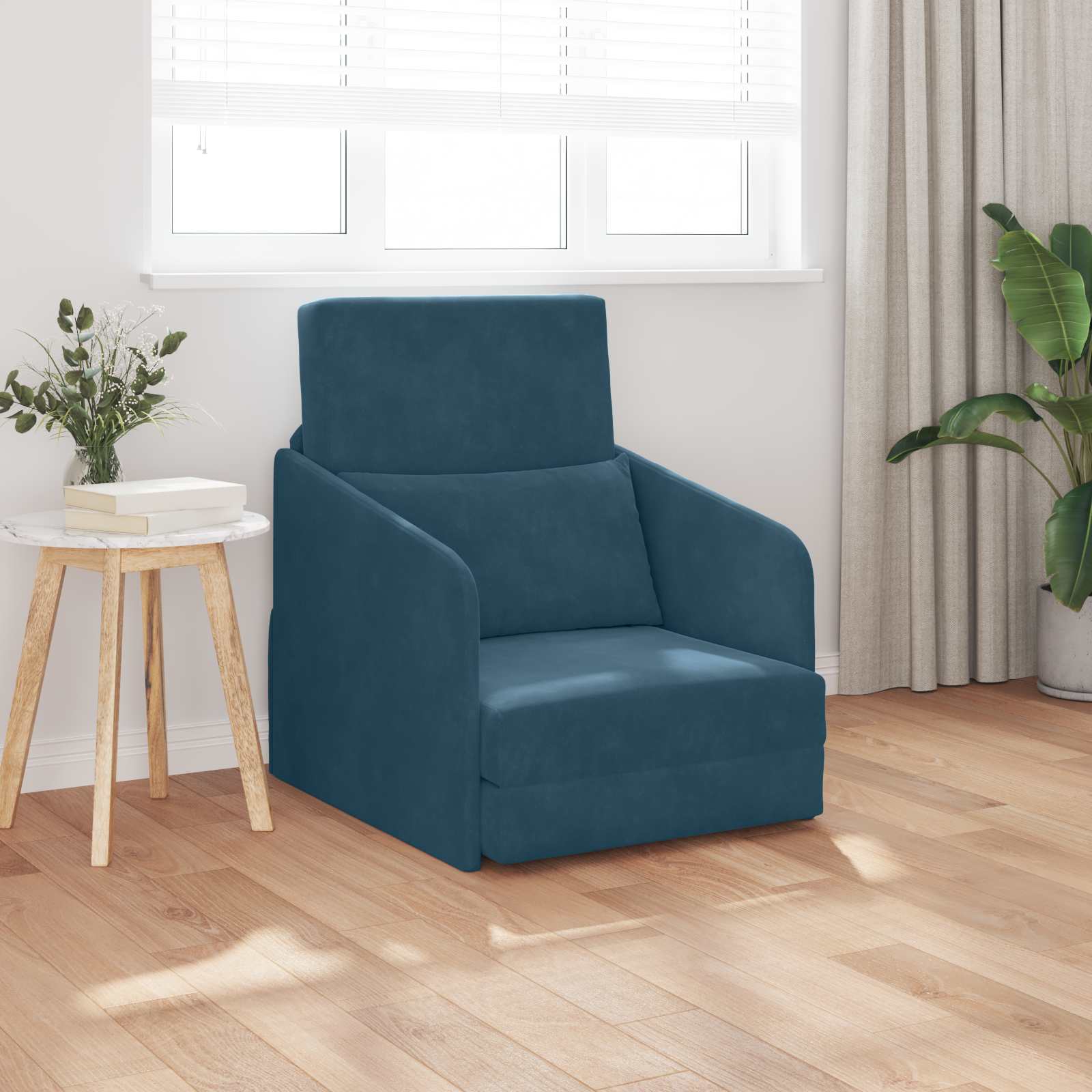 Slaapbank Blauw 65 x 80 x 83 cm Fluweel – afbeelding 1