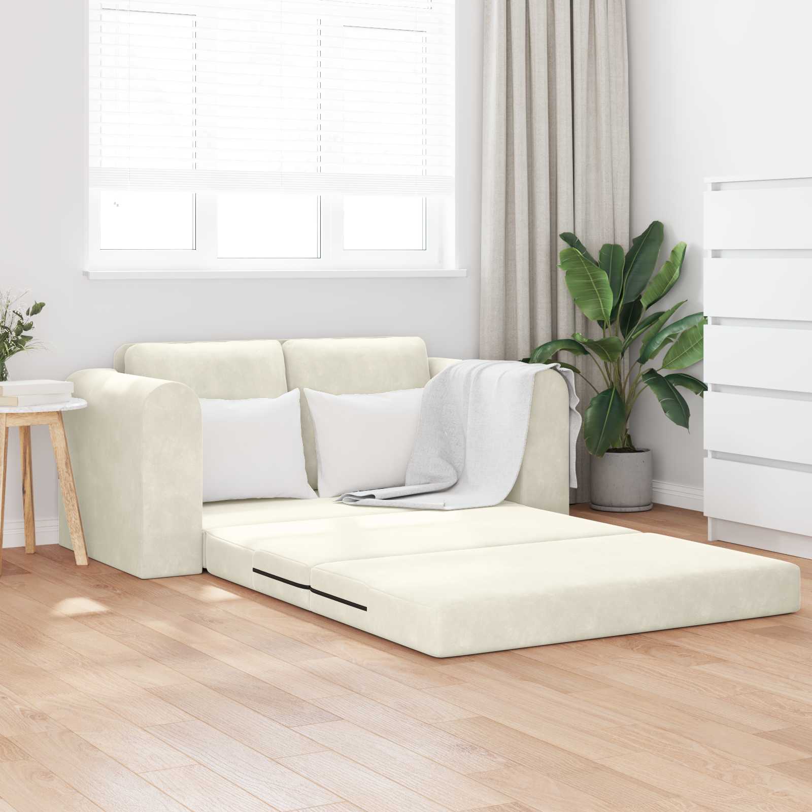 Slaapbank Crème 148 x 71 x 83 cm Fluweel