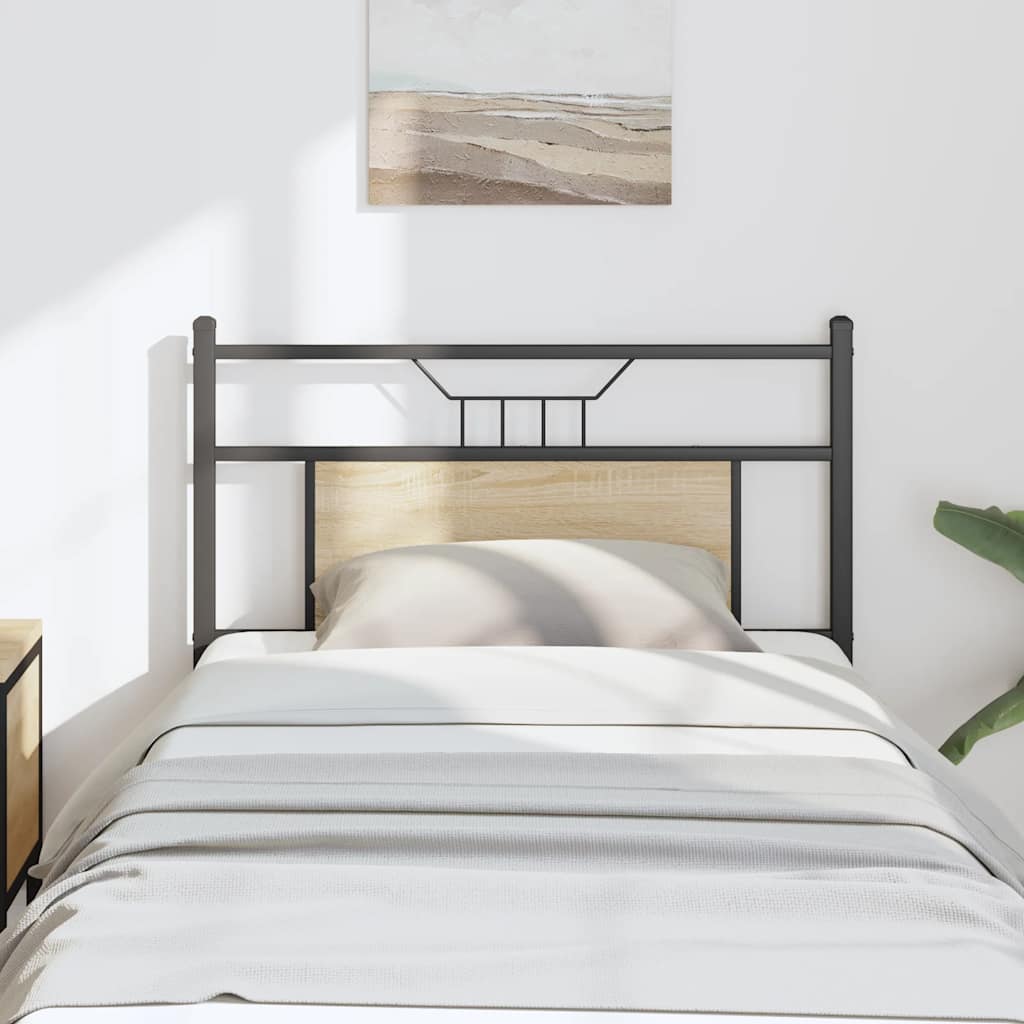 Vervangend hoofdbord 75 cm spaanplaat sonoma eikenkleurig staal – afbeelding 1