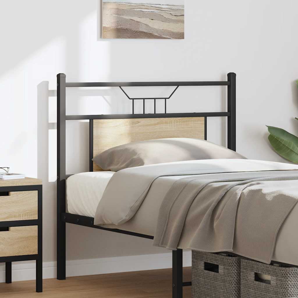 Vervangend hoofdbord 75 cm spaanplaat sonoma eikenkleurig staal – afbeelding 3