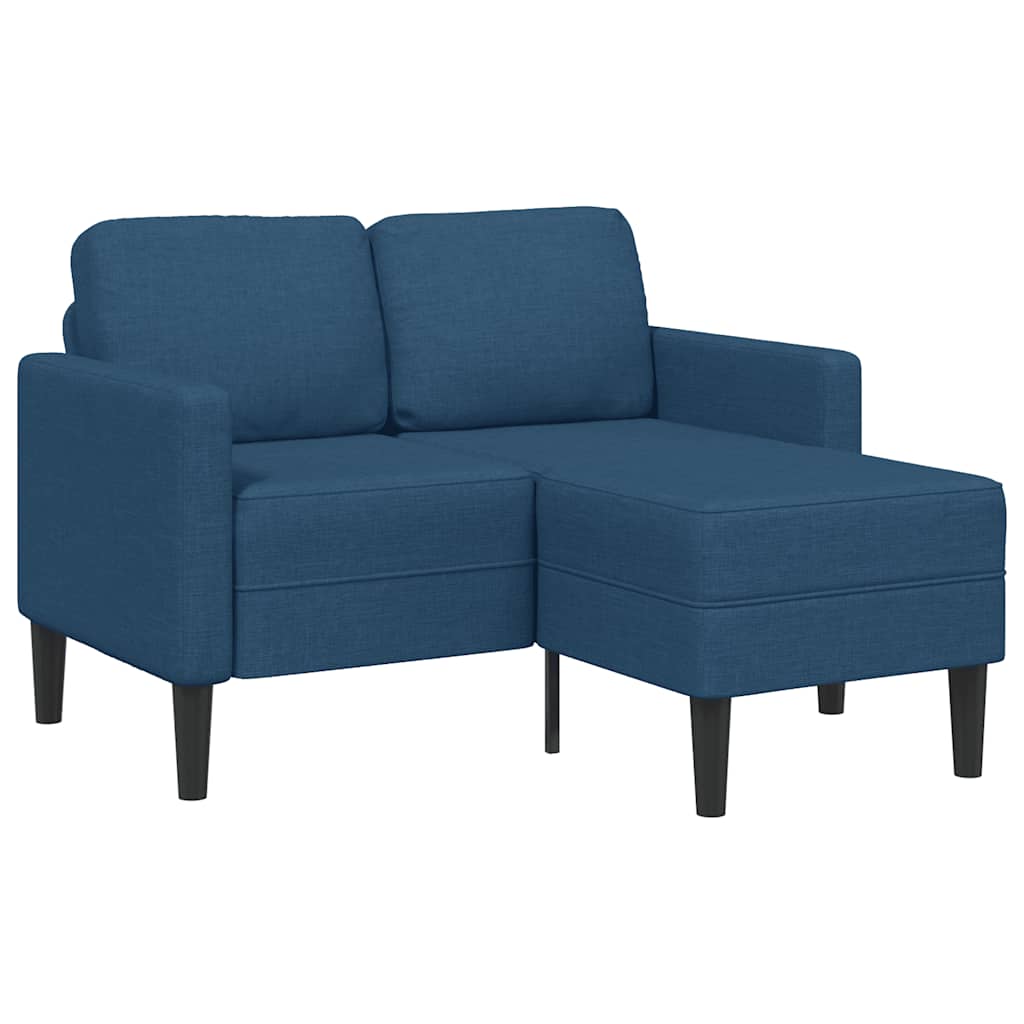 2-zitsbank met ligstoel L-vormig 125 cm stof blauw – afbeelding 1
