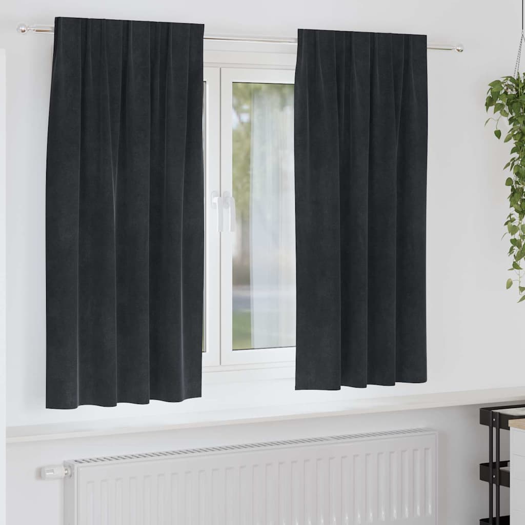 Verduisterende gordijnen 2 pcs Zwart 140 x 175 cm Fluweel