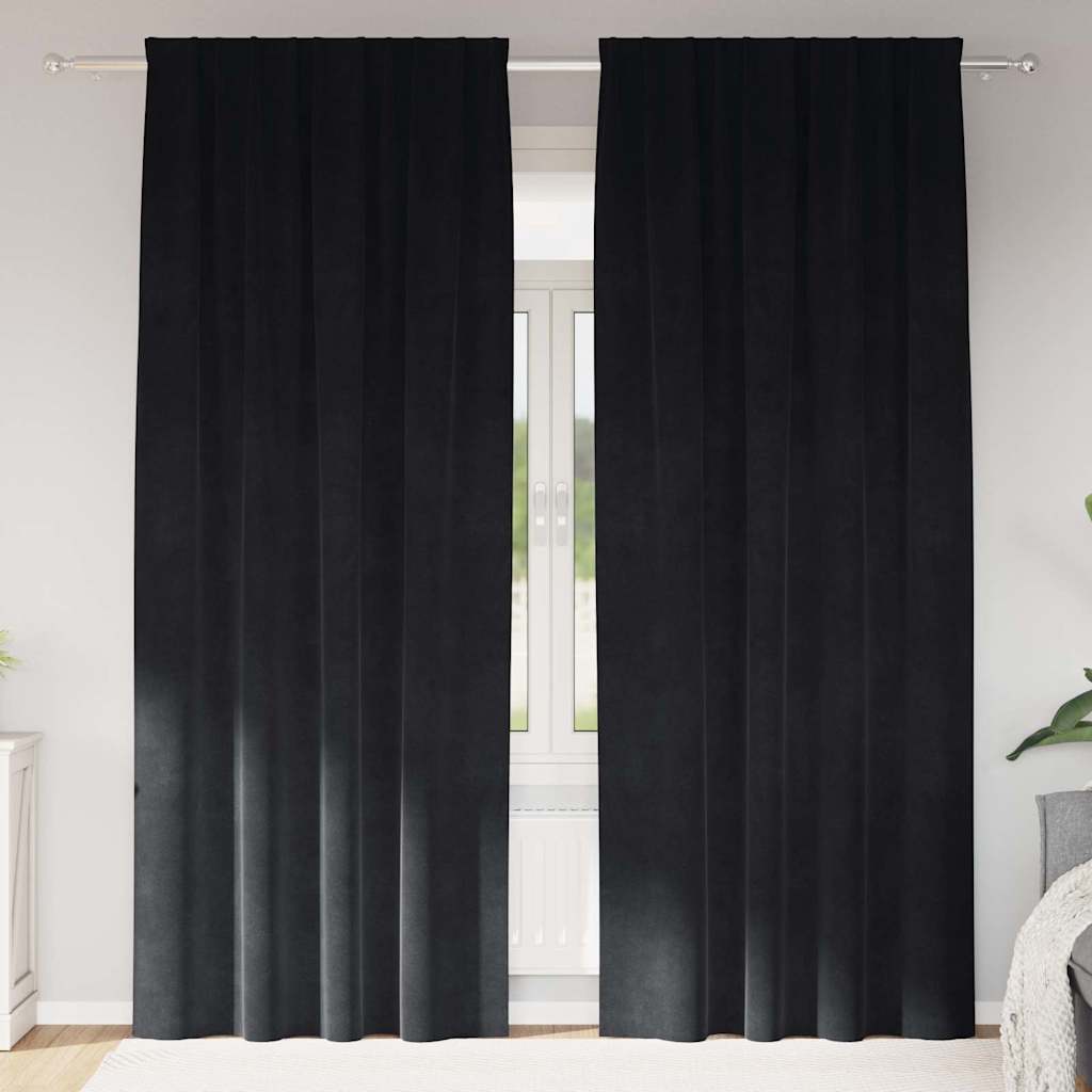 Verduisterende gordijnen 2 pcs Zwart 140 x 225 cm Fluweel