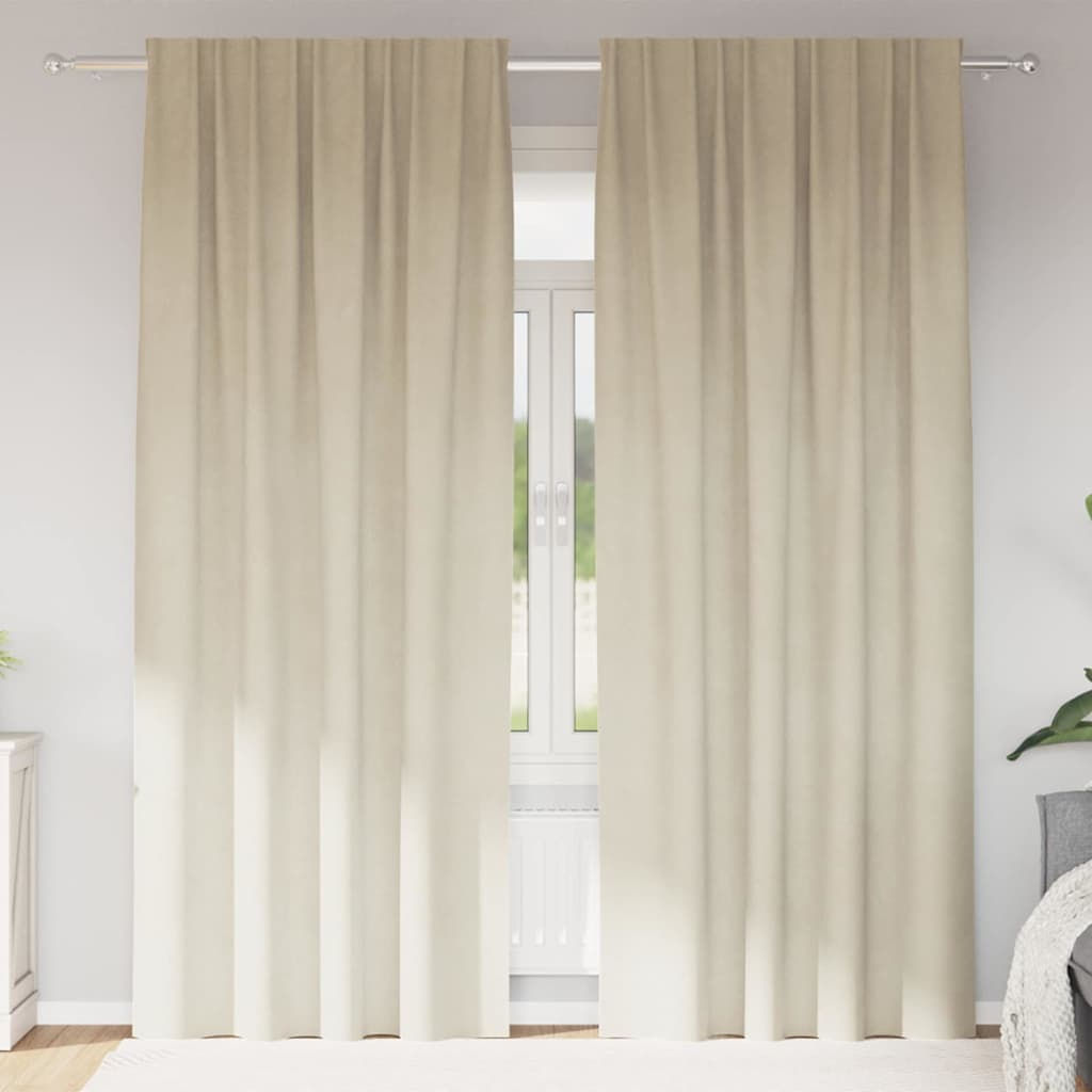 Verduisterende gordijnen 2 pcs Crème 140 x 245 cm Fluweel