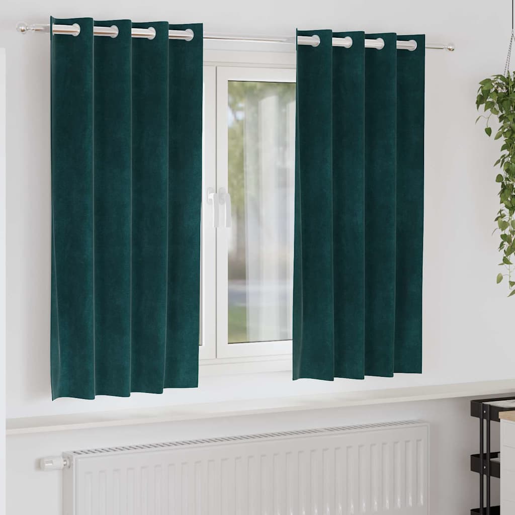 Verduisterende gordijnen 2 pcs Donkergroen 140 x 175 cm Fluweel