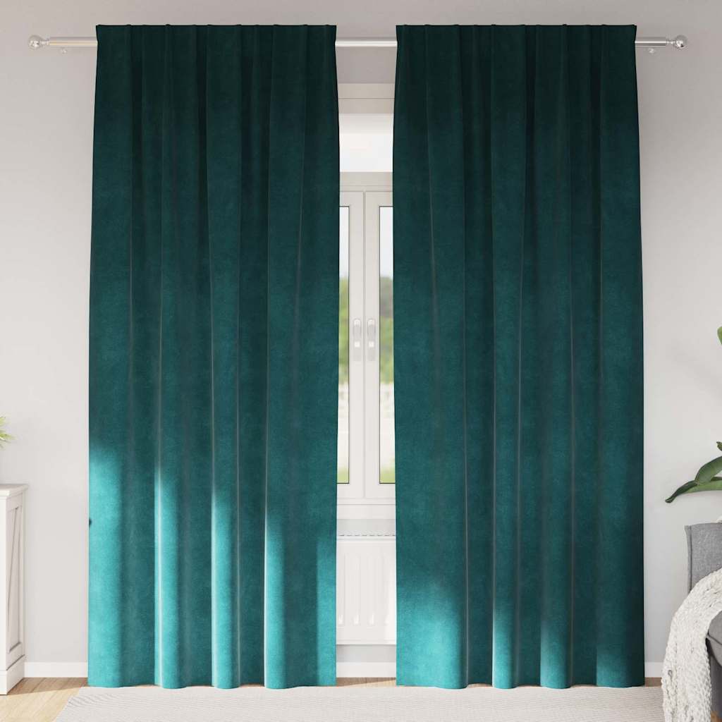 Verduisterende gordijnen 2 pcs Donkergroen 140 x 225 cm Fluweel