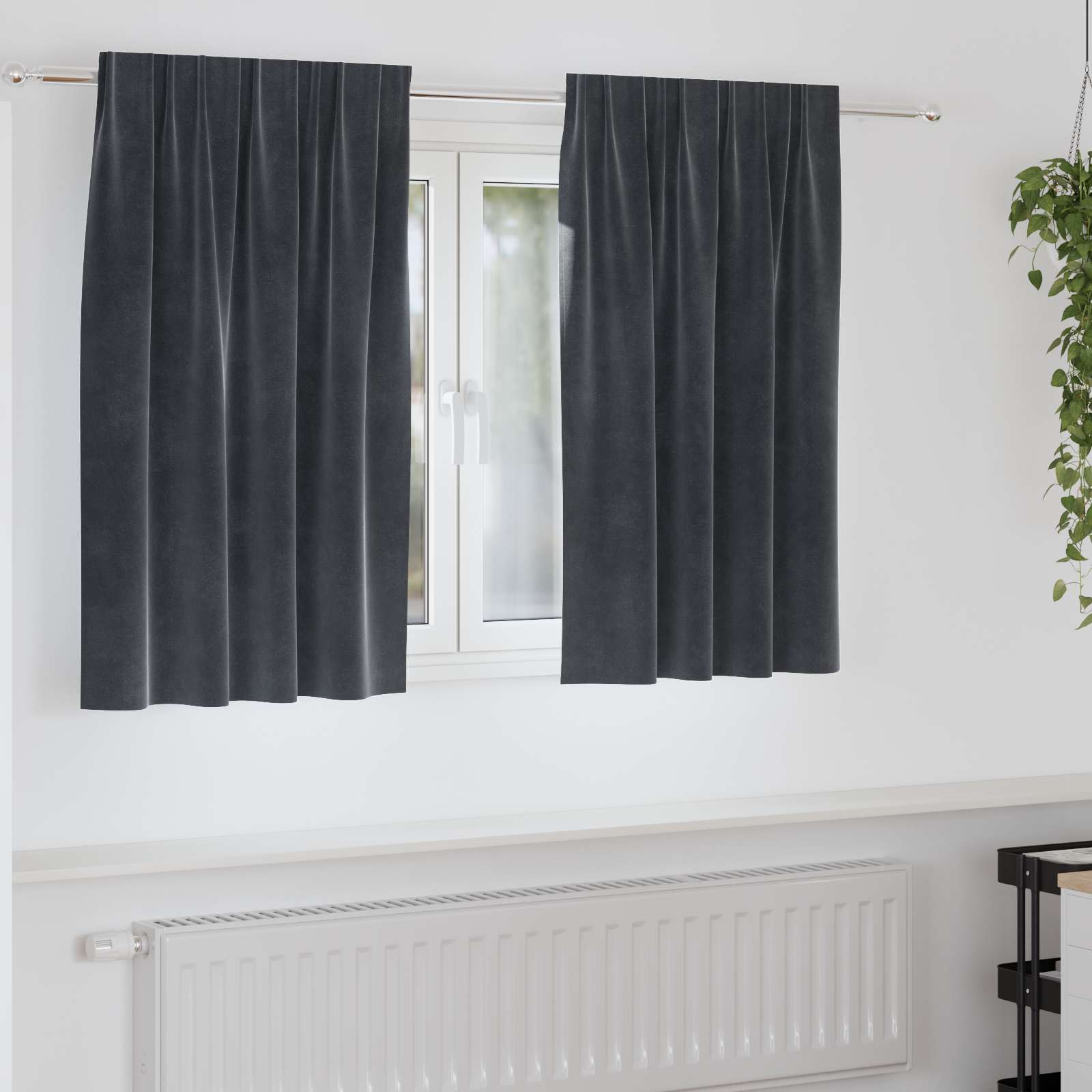 Verduisterende gordijnen 2 pcs Donkergrijs 140 x 140 cm Fluweel