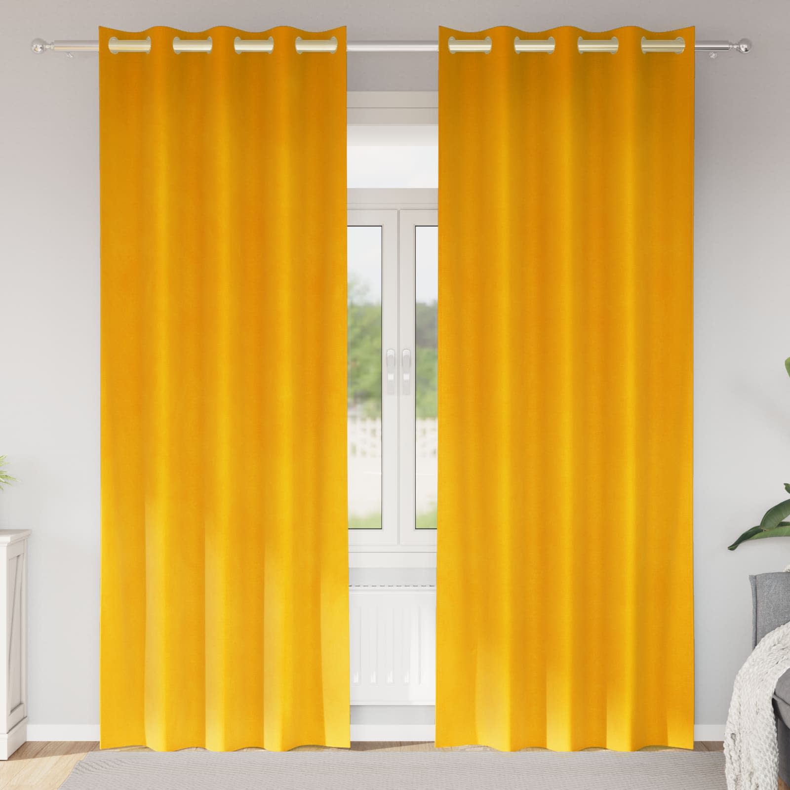 Verduisterende gordijnen 2 pcs Mosterdgeel 140 x 260 cm Fluweel