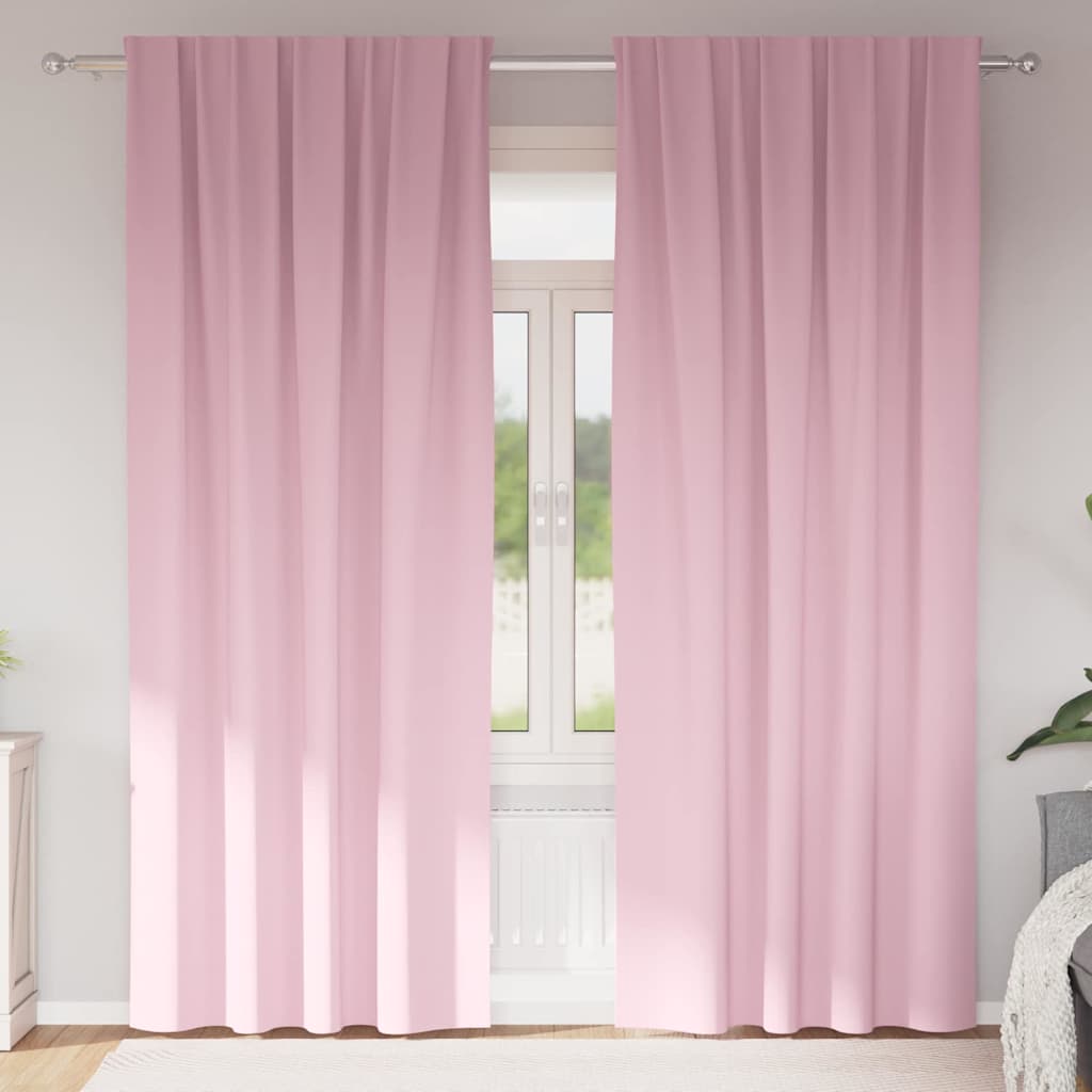 Zwart-out Gordijnen met Ringen 2 pcs Babyroze 225 x 140 cm