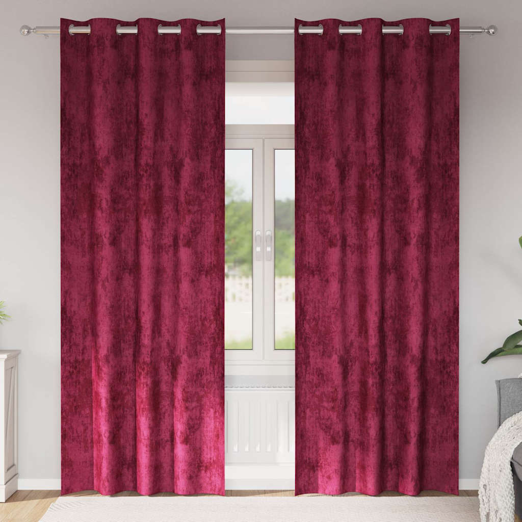 Velvet Gordijnen 2 pcs Wijnrood 225 x 140 cm Fluweel – afbeelding 1