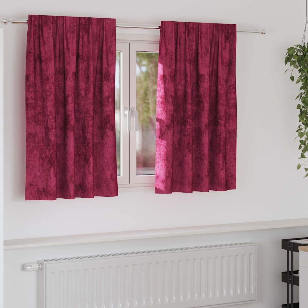 Velvet Gordijnen 2 pcs Wijnrood 140 x 140 cm Fluweel