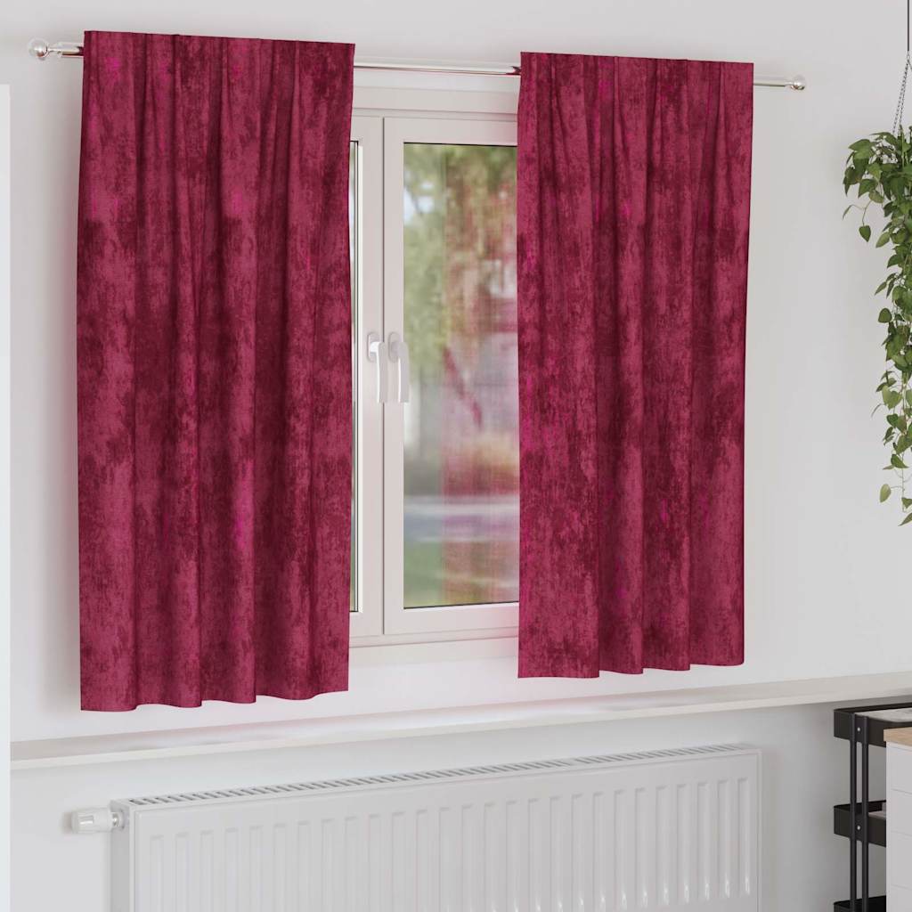 Velvet Gordijnen 2 pcs Wijnrood 175 x 140 cm Fluweel – afbeelding 1