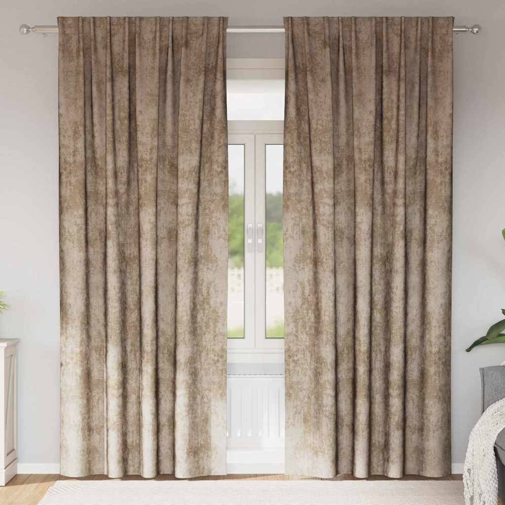 Velvet Gordijnen 2 pcs champagne 260 x 140 cm Fluweel – afbeelding 1