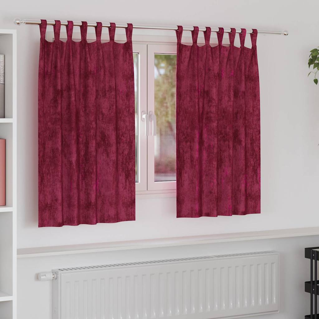 Velvet Gordijnen 2 pcs Wijnrood 140 x 140 cm Fluweel – afbeelding 1