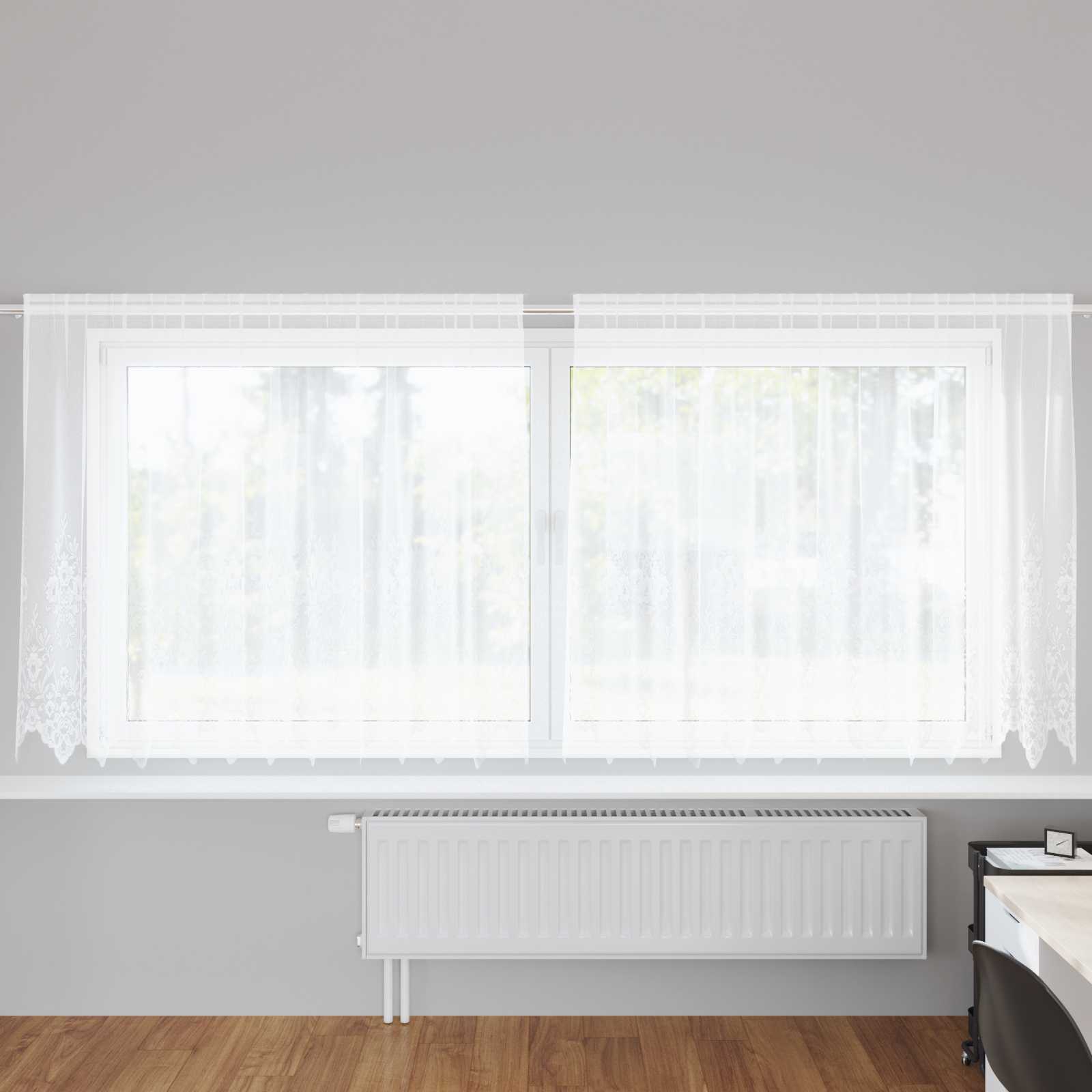Kantgordijn met gordijnen Bloemen Wit 180 x 300 cm Polyester