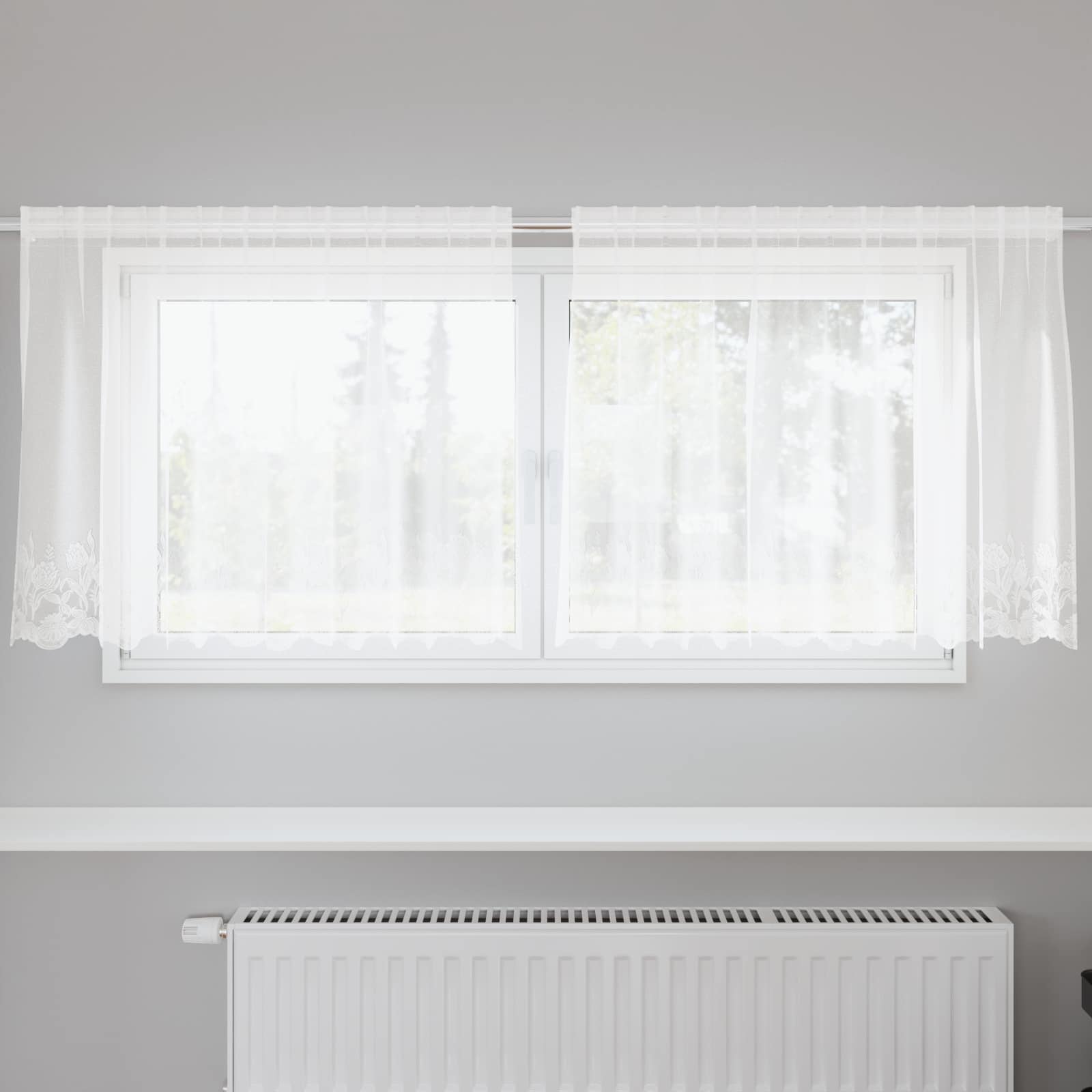 Kantgordijn met gordijnen Wit 200 x 120 cm Polyester
