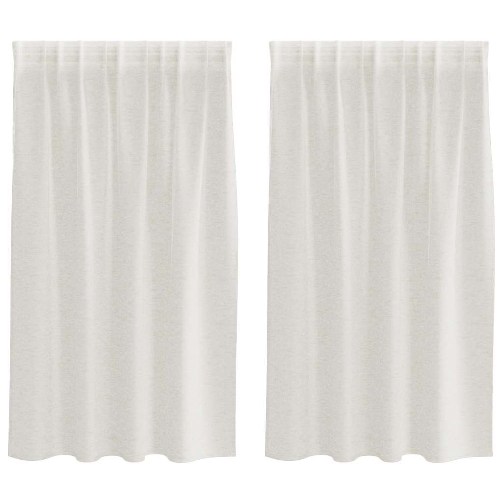 Voile Gordijn 2 st Crème 140 x 140 cm Polyester – afbeelding 2
