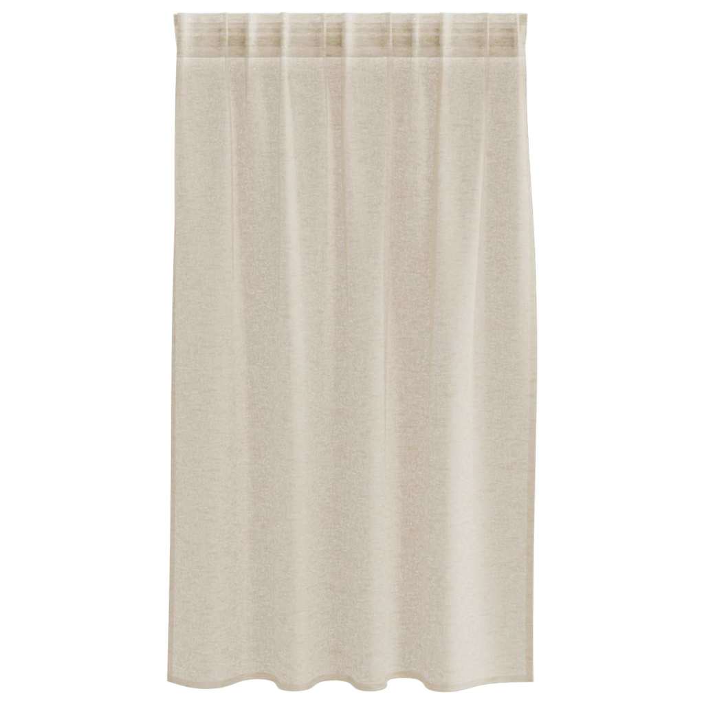 Voile Gordijn 2 st Zand 140 x 140 cm Polyester – afbeelding 4