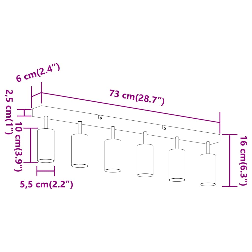 Plafondspot met schijnwerpers Zwart 73 x 6 x 16 cm Metaal – afbeelding 12