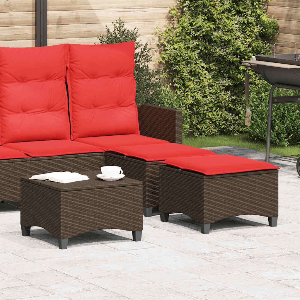 Tuinkrukken met kussens 2 st 55x55x36 cm poly rattan bruin