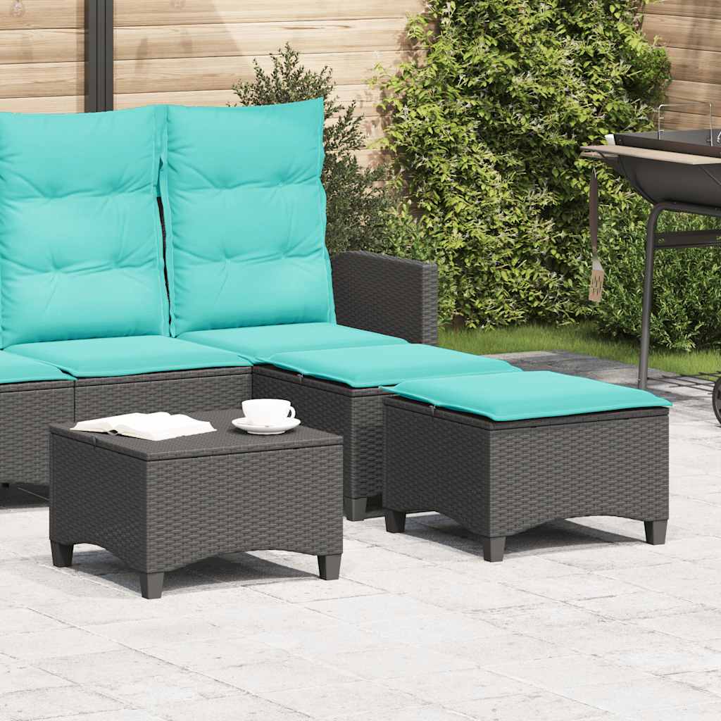 Tuinkrukken met kussens 2 st 55x55x36 cm poly rattan zwart – afbeelding 1