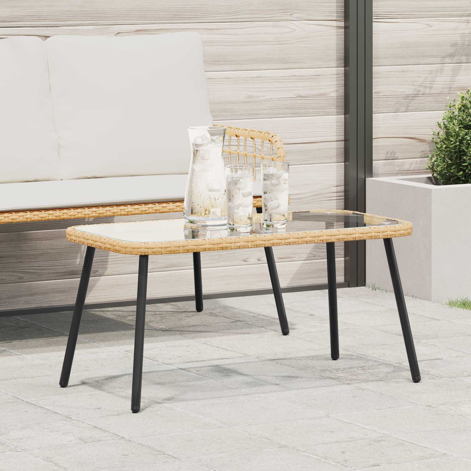 Salontafel Bruin en zwart 90 x 45 x 43 cm poly rattan