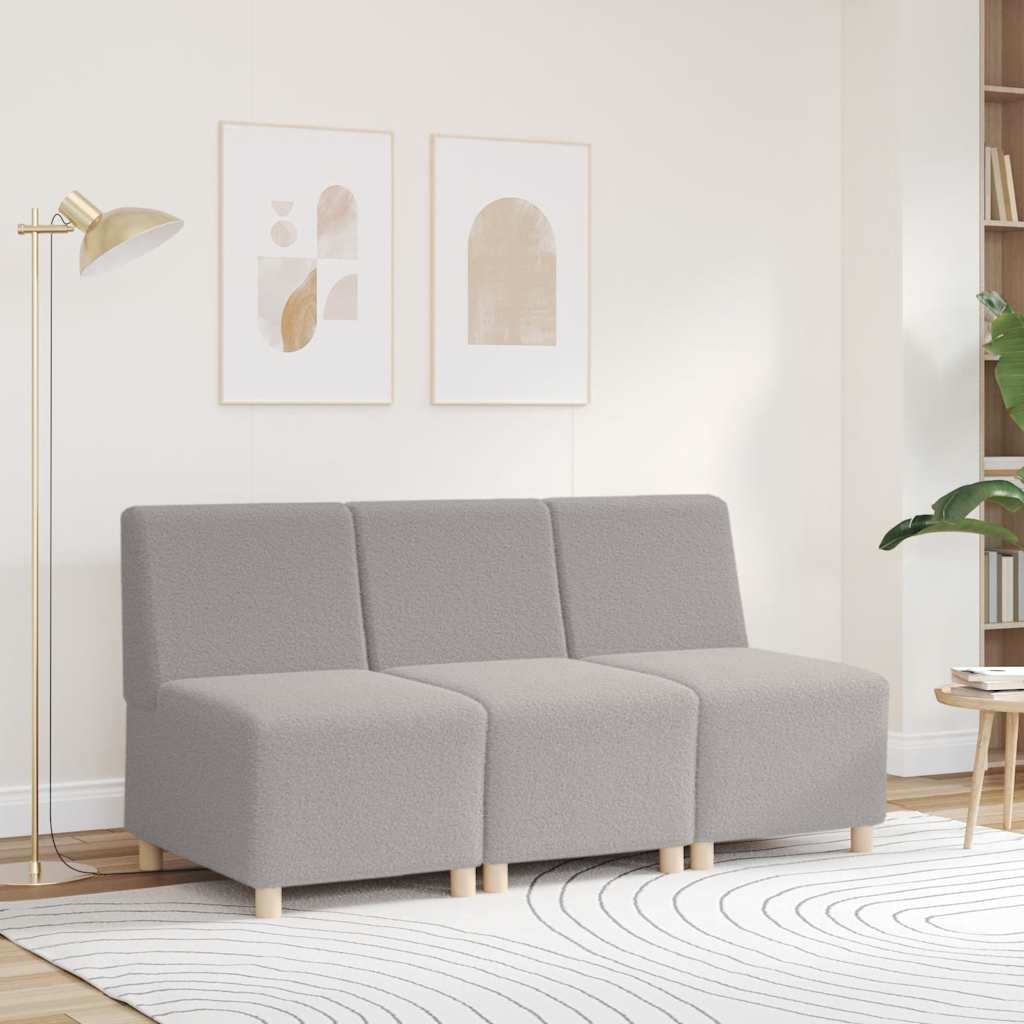 Modulaire bank zonder armleuningen lichtgrijs 55 cm gekrulde wolachtige stof