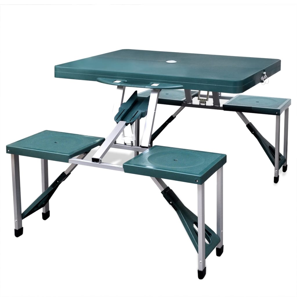 Campingset inklapbaar lichtgewicht 120x60 cm aluminium groen