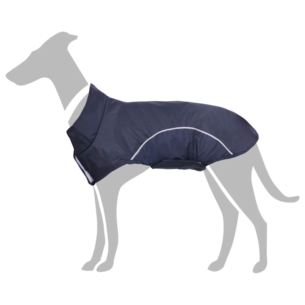 Hondenregenjas met reflecterende strips polyester blauw XXS