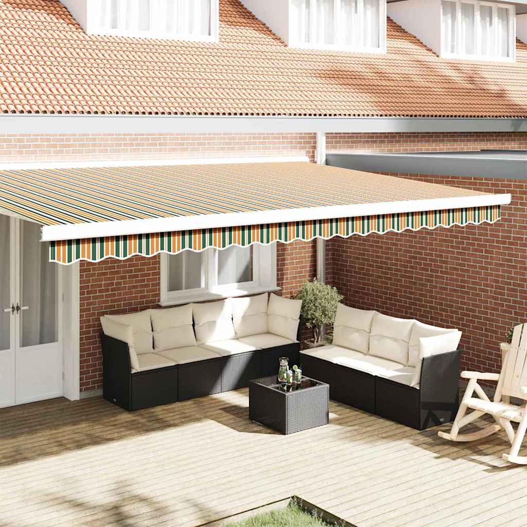 Vervangende markies volant Groen en geel 480 x 20 cm Polyester – afbeelding 1