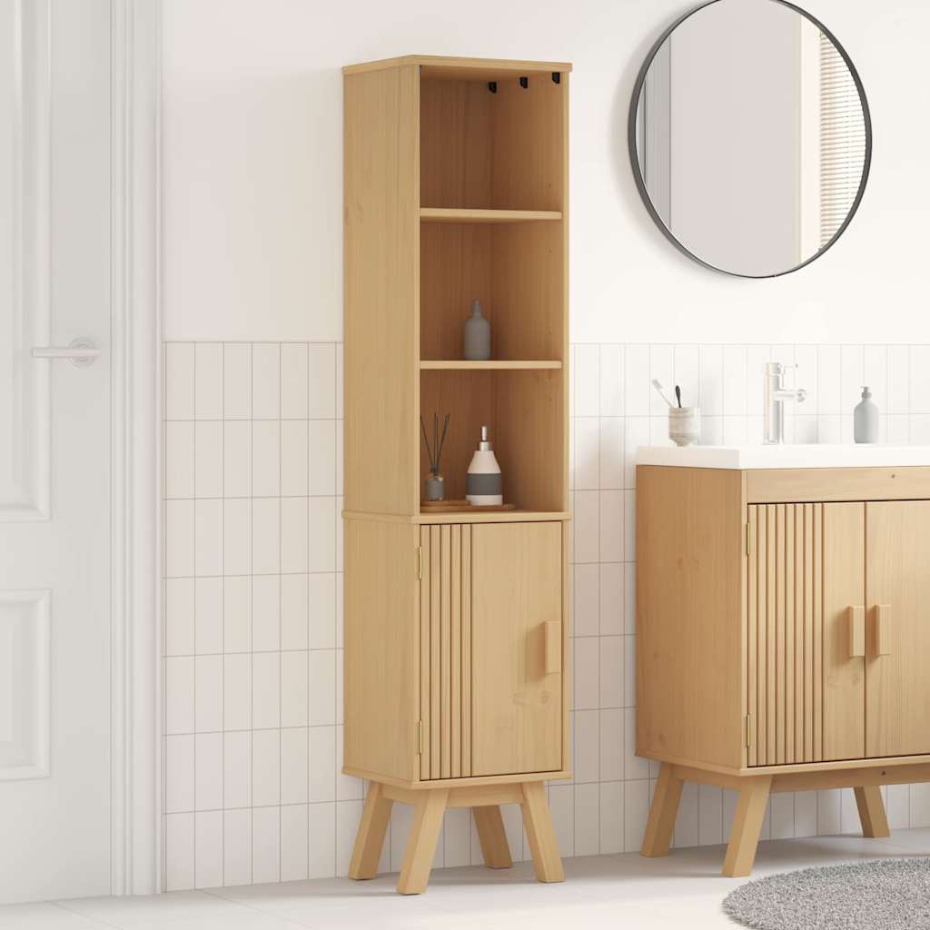 Badkamerkast Olden Bruin 35 x 30 x 159 cm Massief grenenhout